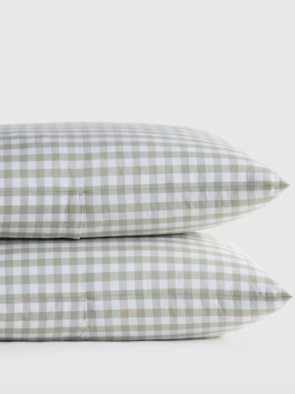 Organic Crisp Percale Gingham Sham Set Willowleaf Queen Standard